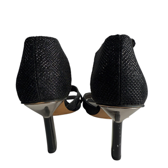Franco Sarto Women's Size 6 Rania 2 Stilleto Square Cut‎ Out Heels Black Shimmer - Picture 10 of 10